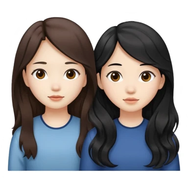 Two girls drinking they’re both Asian but one has wavy brown hair and the other has really long straight hair sticker