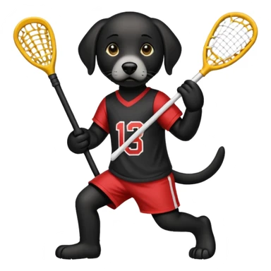 Black lab playing lscrosse sticker