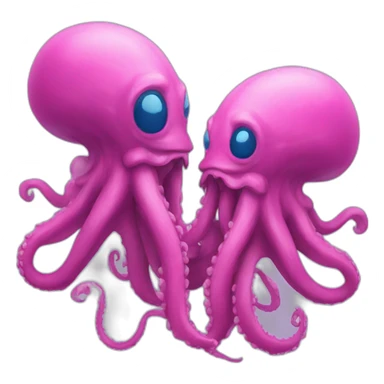 a blue kraken kissing an another pink kraken sticker