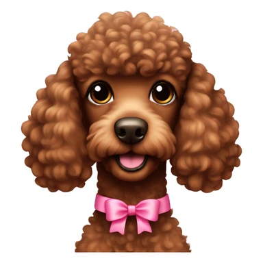 brown poodle with pink bow  sticker