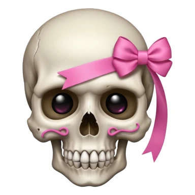 A skull with a small pink ribbon on the side of its head sticker