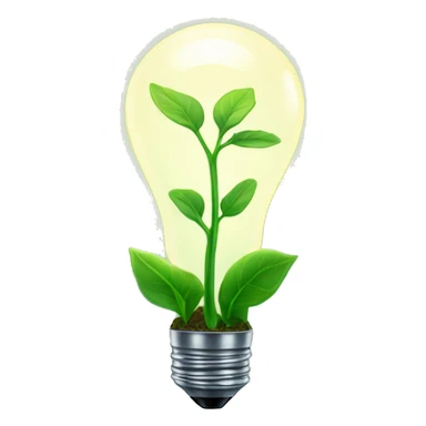 a plant sprout inside a glowing idea lightbulb sticker