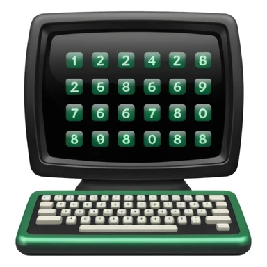 mac os icon code computer retro terminal, black, green white, numbers and code on the screen sticker