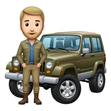 man with jeep cherokee for a leg sticker