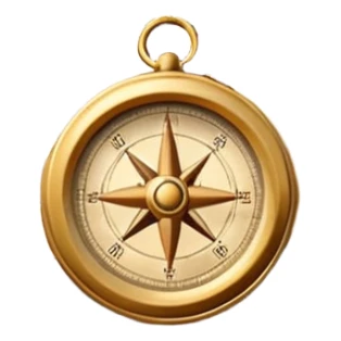 3D Brown golden map with Travel compass pointing to adventure sticker