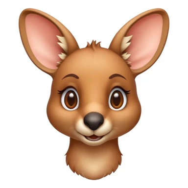 Cinematic Realistic Cute Kangaroo Portrait Emoji, Head tilted playfully and inquisitively, featuring a compact, agile build with soft, warm tawny fur and a characteristically endearing face with bright, curious eyes and perky ears, rendered with lifelike detail and natural highlights, high shine, affectionate and spirited, styled with a touch of outback whimsy, soft glowing outline, capturing the essence of a mischievous yet lovable kangaroo that seems poised to hop playfully into your arms! sticker