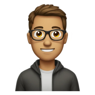 brown-short-haired man wearing glasses, struggling to fit a key into a door-lock sticker