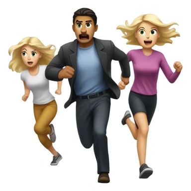 Blonde girl running over dark hair man sticker