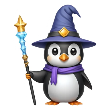 penguin wizard with magic wand and wizard hat sticker