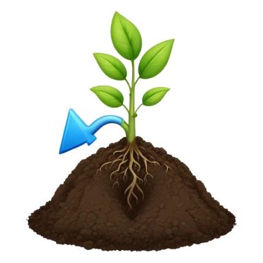A small green plant sprouting from soil, growing upwards, with a blue progress bar above it indicating growth sticker