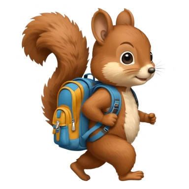a squirrel walking with a backpack
 sticker