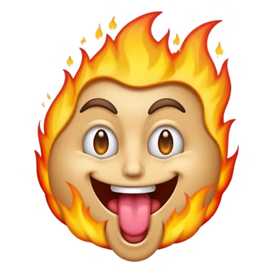 a samsung-style emoji of a basic face with dollar sign eyes sticking out a flaming tongue sticker