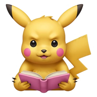 pikachu studying looking into book sweating sticker