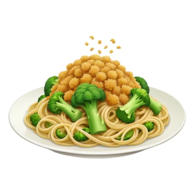Broccoli and bread crumbs over spaghetti  sticker