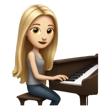 White girl with long brown hair with blonde highlights playing piano sticker