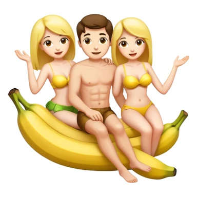 2 girls and 1 guy in a banana sticker