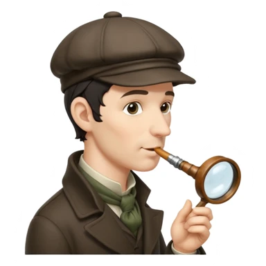 A side view of Sherlock Holmes wearing a deerstalker hat and smoking a meershaum pipe sticker