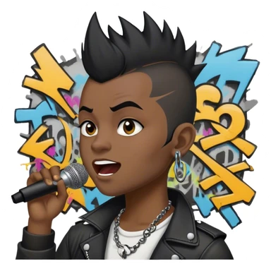 ragazzo con la cresta e le basette,che fa i graffiti e canta,i capelli neri e i dilatatori ai lobi delle orecchie sticker