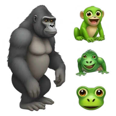 gorilla and frog and baboon sticker