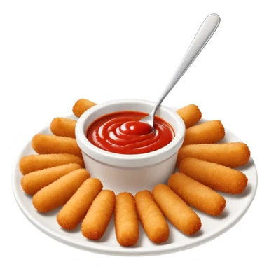 Plate of Mozzarella sticks with red marinara sauce in a small ramekin sticker