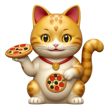 maneki neko offering pizza sticker