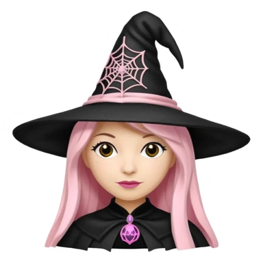 Black and light pink spiderweb witch hat sticker