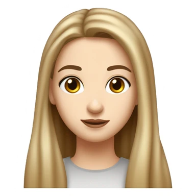 White girl slim long face dark brown hainr hazel eyes long chin hair on the forehead and pony tail wide eyes  sticker