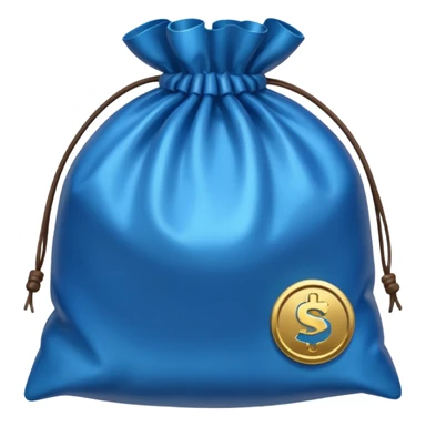 blue coins inside a bag  sticker