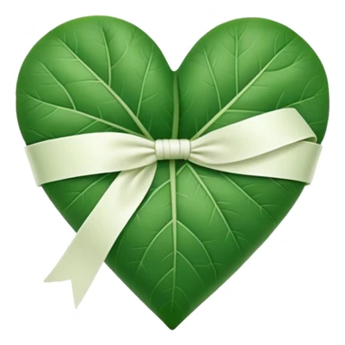 "A minimalist, stylized heart-shaped green leaf with a gentle, curved white bandage or ribbon wrapped around the center. The design should look warm and nurturing. Flat, clean emoji style for natural healing. Transparent background." sticker