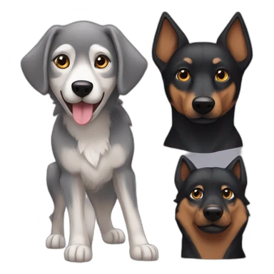 Grey Wolf with brown Daschhund and black Minpin like friends sticker