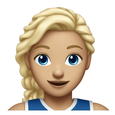 white blond girls playing basketball wih blue eyes blonde hair running sticker