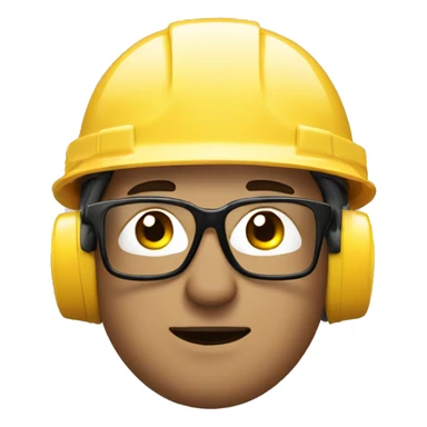 Caucasianman wearing safety helmet, glases and earplugs sticker