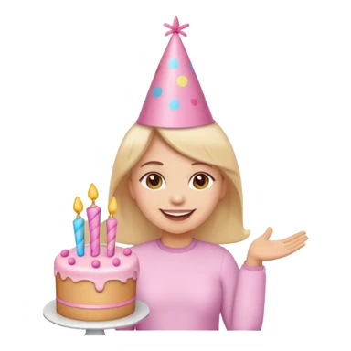 birthday girl emoji with cute baby pink font and a cake sticker