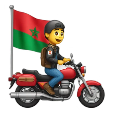 quelqu'un sur une moto avec le drapeau du Maroc derrière sticker