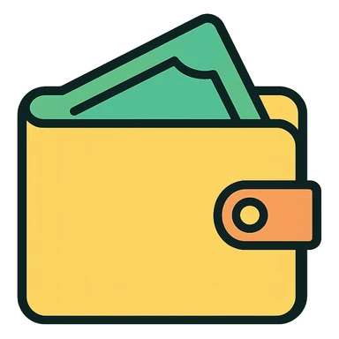 wallet icon, simple and recognizable, modern icon style sticker