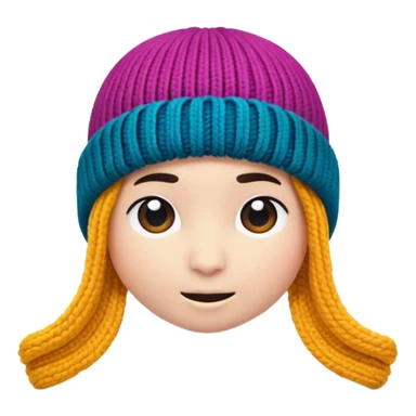 A 3D cartoon knitted wool beanie hat with visible yarn loops, vibrant color, soft lighting, Memoji-style rendering. sticker