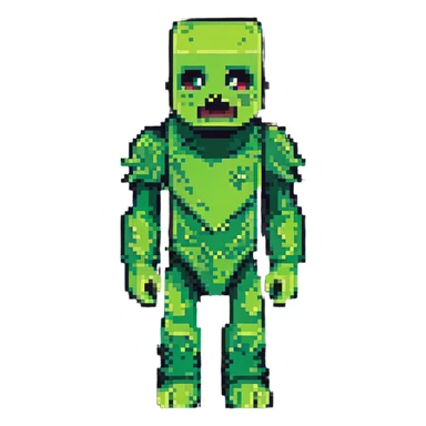 Minecraft Creeper in classic pose in pixel art style sticker