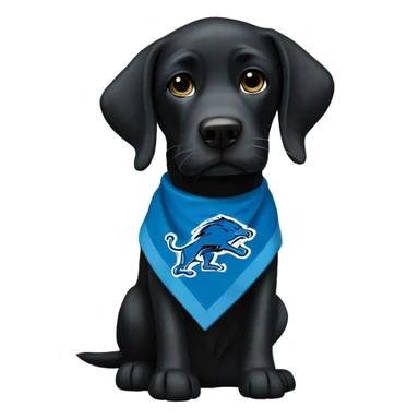 Grown Black Lab dog in a Detroit Lions bandana or jersey  sticker