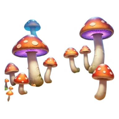  "A whimsical mushroom world filled with giant glowing mushrooms, soft bioluminescent spores floating through the air, and friendly oversized snails with colorful spiral shells exploring the landscape. Fantasy atmosphere, vibrant colors, dreamy lighting, highly detailed sticker