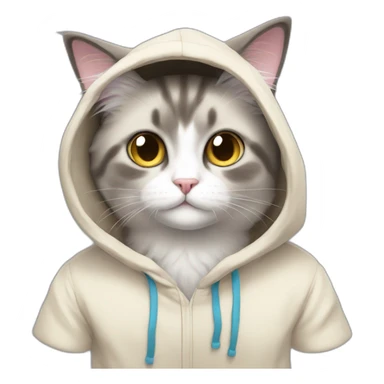 An a anime ragdoll cat in a hoodie sticker