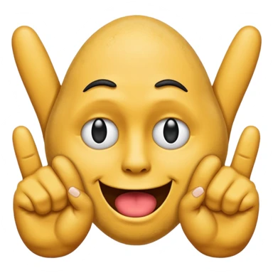 Do the drool face emoji with two ear emojis in front of it facing each other inward then have the rock star fingers emoji flipped upside down facing back in the middle of the emoji  sticker