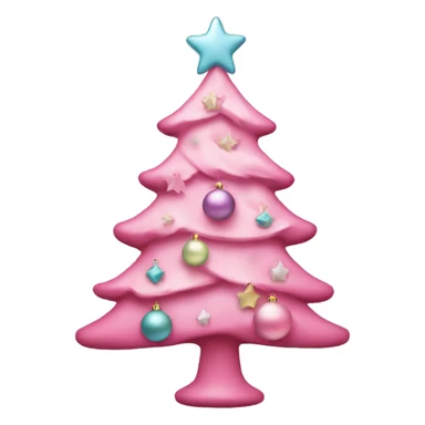 A pink Christmas tree with pastel ornaments  sticker