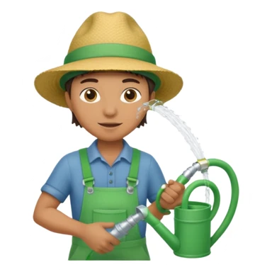 gardener watering with a hose sticker
