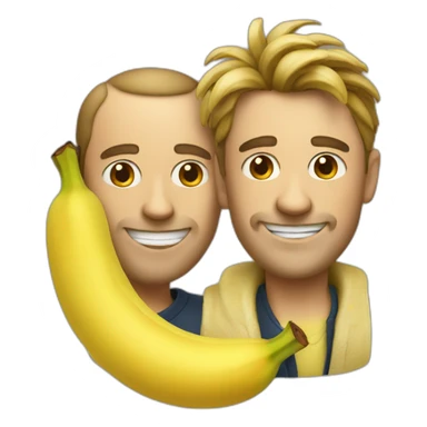 Two men on a banana sticker