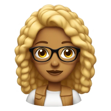 chica piel canela clara con pelo negro corto y lentes sticker