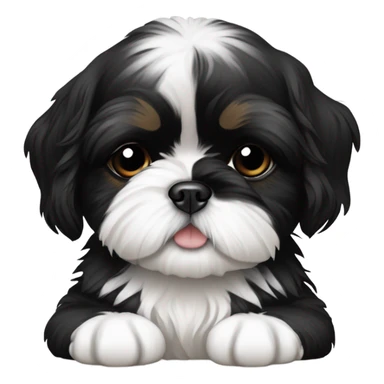 Two black and white shitz tzu puppies  sticker