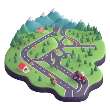 motorcycle route map with checkpoints and scenic views sticker