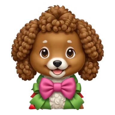 make a cute dog with curly hair with a bow sticker