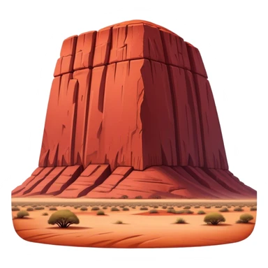 Cinematic Realistic Uluru Landmark Emoji, showcasing the massive, red monolith rising from the desert rendered with rich textures and warm, dramatic lighting. sticker