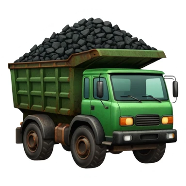 green truck with coal ore sticker